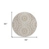 Taupe Khaki And Ivory Floral Medallion Washable Indoor Outdoor Area Rug - 3 of 4