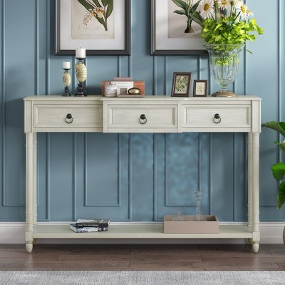 CAVINAS 52 inch Console Table with 3 Drawers,Rustic Entryway Table with Long Shelf for Living Room,Hallway