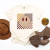 Simply Sage Market Women's Fall Checkered Smiley Short Sleeve Garment Dyed Tee - 2 of 2