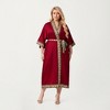 Anna-Kaci Lounge Women's Plus Size Long Robe with Decorative Trim Detailing and Soft Flowing Fabric - 2 of 4