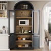 71" Tall Modern Farmhouse Arched Bookcase Cabinet – 6-Tier Freestanding Wooden Entryway Storage, Deep Display Organizer - 4 of 4