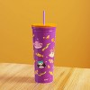 Zak Designs 23 fl oz Stainless Steel Squishmallows Kendall Straw Tumbler Purple - 4 of 4