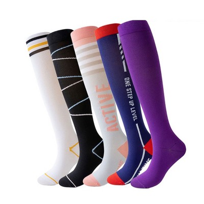 Boersma 5 Pairs Women’s Mid-Calf Compression Sports Socks – Supportive, Breathable & Cushioned for Running, Skipping, Fitness & Outdoor Activities