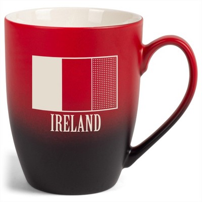 Elanze Designs Ireland Irish Flag 12 Ounce Ceramic Laser-Etched Engraved Drinkware Mug, Red and Black Ombre