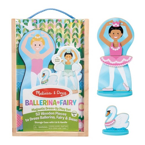 Melissa & Doug Abby and Emma Deluxe Magnetic Wooden Dress-Up Dolls Play Set - 55 count