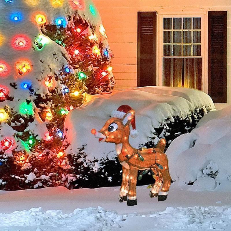 24 Inch 3D Lighted Yard Art Standing Rudolph With C9 Lights, 2 of 3
