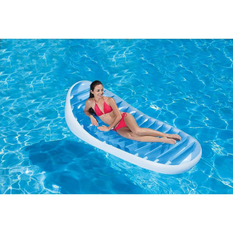 Poolmaster Swimming Pool Float Contour Inflatable Mattress - Blue/White, 2 of 8