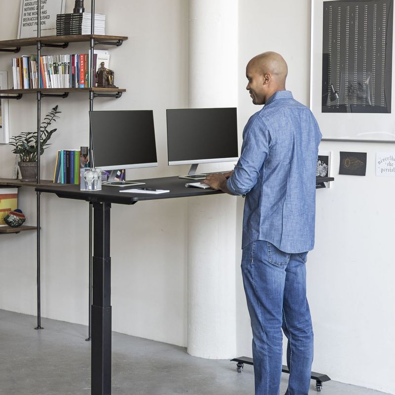 Stand Up Desk Store Electric Adjustable Height Standing Desk with Programmable Memory (Black Frame/Black Matte Top, 60" Wide), 3 of 5