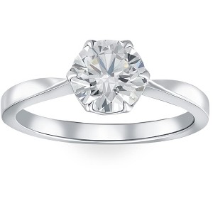 Pompeii3 1 1/2Ct Solitaire Lab Created Round Diamond Engagement Ring 14k Gold & Platinum - Size 7 - 1 of 4