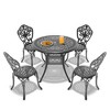 5-Piece Patio Set: Round Table & 4 Chairs - Cast Aluminum, All-Weather/Umbrella Hole & Adjustable Legs for Balcony/Backyard - 3 of 4