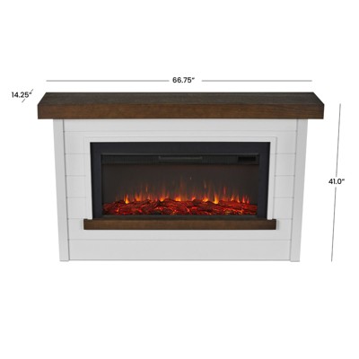 Bernice 67" White Electric Fireplace with Mantel