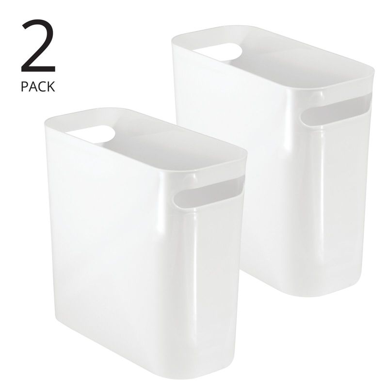 mDesign Plastic Small 1.5 Gal./5.7 Liter Trash Can with Built-In Handles, 2 of 8