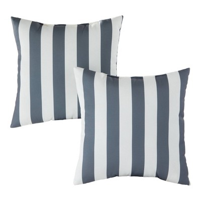 Set of 2 Outdoor Throw Pillows Canopy Gray Stripe - Kensington Garden