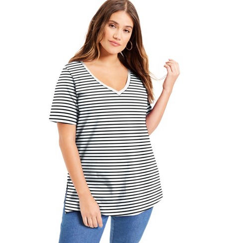 June + Vie Women’s Plus Size Short-sleeve V-neck One + Only Tunic, 10/ ...