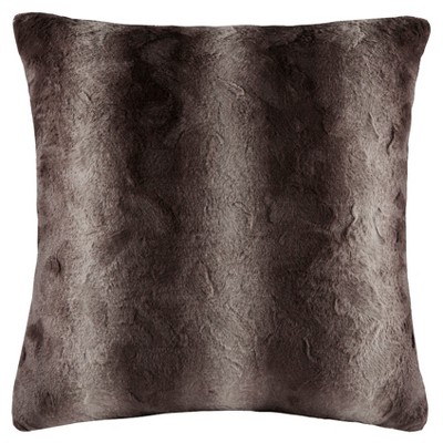 Brown Marselle Faux Fur Euro Throw Pillow (25"x25")