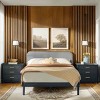Saracina Home Contemporary Solid Wood and Curved Fabric Headboard Bed Black/Gray - 2 of 4