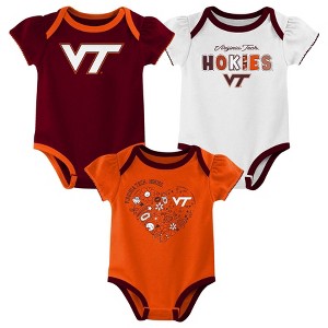 NCAA Virginia Tech Hokies Infant Girls' 3pk Bodysuit - 1 of 4