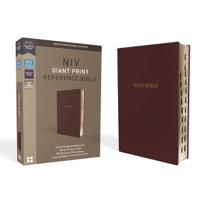 NIV, Reference Bible, Giant Print, Leather-Look, Burgundy, Red Letter Edition, Indexed, Comfort Print - Large Print by  Zondervan (Leather Bound) - 1 of 1