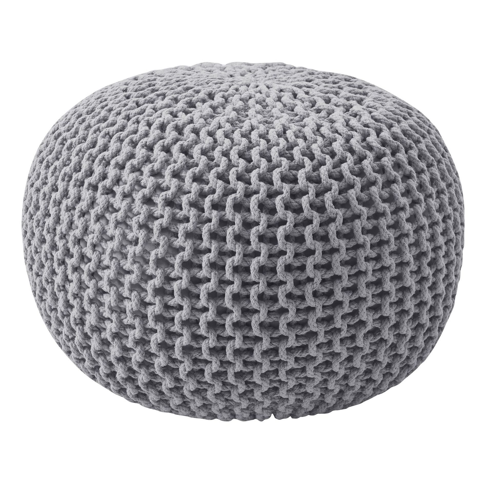 Round Pouf Foot Stool Ottoman by Sweet Home Collection - Grey
