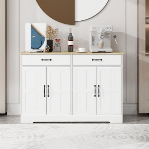 MOEPISY 47.95 inch Farmhouse Buffet Cabinet Storage Sideboard, White - 1 of 4