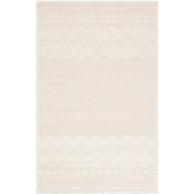 Ivory Hand-Tufted Wool Rectangular Area Rug, 3' x 5'