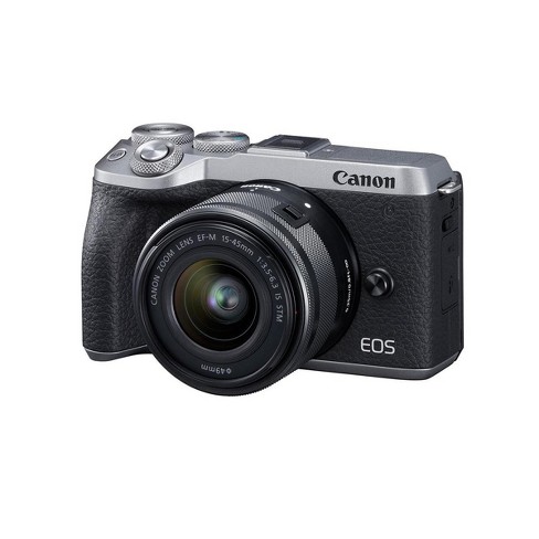 Canon Eos M6 Mark Ii Mirrorless Digital Camera With Ef M 15 45mm Is Stm Lens Evf Dc2 Viewfinder Silver Target