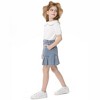 Girls Denim Skirts with Side Pockets Pleated Hem Skirts Casual Mini Denim Skirts - 3 of 4