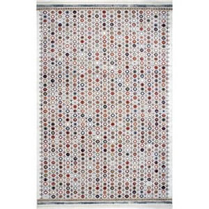 Nuloom Posie Geometric Stripe Fringe Indoor Area Rug, Beige, 4'x5'7" - 1 of 4