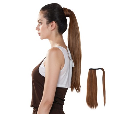 Alilang Straight Ponytail Extension - 24 Inch Long Straight Wrap Around Ponytail for Women Clip Ponytail Hair Extensions Synthetic