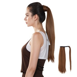 Alilang Straight Ponytail Extension - 24 Inch Long Straight Wrap Around Ponytail for Women Clip Ponytail Hair Extensions Synthetic - 1 of 4
