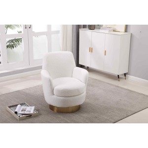 Racxily Orange Teddy Swivel Barrel Chair - 360° Noiseless Swivel Accent Chair, Comfy Reading Armchair for Living Room & Bedroom - 1 of 4