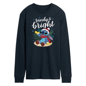 Men's - Lilo and Stitch - Sandy and Bright Christmas Long Sleeve Graphic T-Shirt - 1 of 3