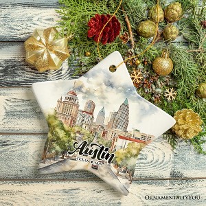 Artistic Austin Texas Christmas Ornament, Unique Ceramic Keepsake Souvenir and Gift| OrnamentallyYou - 1 of 4