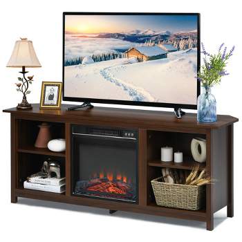 Costway 58'' 2-Tier Fireplace TV Stand W/18'' Electric Fireplace up to 65''