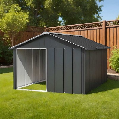 vidaXL Dog House Anthracite Galvanized Steel Large Durable Dog House