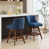 CAVINAS 26" H Counter Height Swivel Barstools Set of 2, Upholstered Swivel Dining Chairs with Curved Backrest and Solid Rubber Wood Legs - 3 of 4