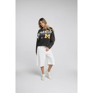 NCAA Michigan Wolverines Women's Oversized Cropped Long Sleeve T-Shirt - 1 of 4