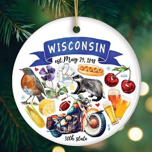 Artistic Wisconsin State Themes and Landmarks Christmas Ornament| OrnamentallyYou - 1 of 4