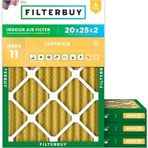 Filterbuy 20x25x2 Air Filter (4-Pack), Pleated MERV 11 Allergen Defense Replacement HVAC AC Furnace Filters (Actual Size: 19.50 x 24.50 x 1.75) - 1 of 4