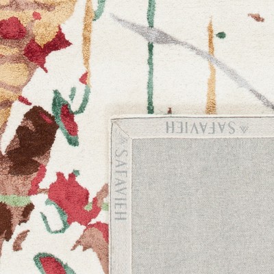 Ivory Multi Abstract Wool and Viscose 5' x 8' Area Rug