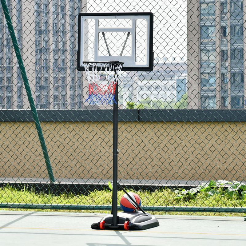 Soozier Basketball Hoop System Stand with Height Adjustable 5.5FT-7.5FT, Portable Wheels, Upgraded Base for Indoor Outdoor Use, 3 of 7