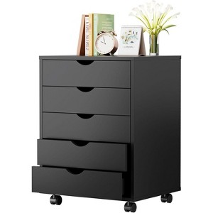 Bestier 5 Drawers Chest Mobile Storage Cabinets, Wooden Dressers with Wheels for Office, Room Organization Furniture for Bedroom - 1 of 4