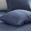 3 Pcs Stripe Stitch Reversible Quilt Set, Hotel Collection Style Solid Color Bed Blanket, Cooling Touch Cotton Filling Bedding with Matching Shams - 4 of 4