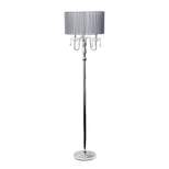 Romantic Cascading Crystal and Floor Lamp with Drum Shade Gray - Elegant Designs