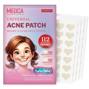 MEDca Hydrocolloid Acne Patches for Face – 112-Count Pimple Spot Bandages in Hearts & Stars for Acne, Zits & Blackheads - 1 of 4