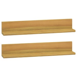 vidaXL Wall Shelves 2 pcs 23.6 in.x3.9 in.x3.9 in. Solid Wood Teak - 1 of 4