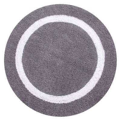 Gray and White Cotton Reversible Bath Mat Rug