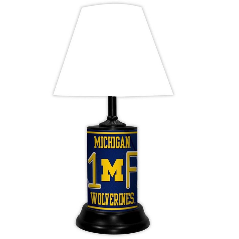 NCAA 18-inch Desk/Table Lamp with Shade, #1 Fan with Team Logo, Michigan Wolverines, 1 of 4
