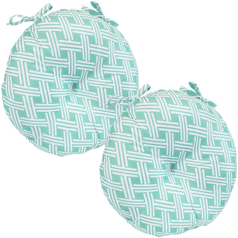 Sunnydaze Indoor/Outdoor Polyester Replacement Round Bistro Chair Seat Cushions - 15" - 2pk, 1 of 9