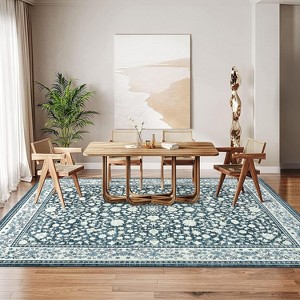 Coucheta Vintage Washable Area Rugs, Non-Slip Low Pile with Rubber Backing for Living Room, Bedroom, Kitchen, Home Office Decor,Multi-Color & Size - 1 of 4